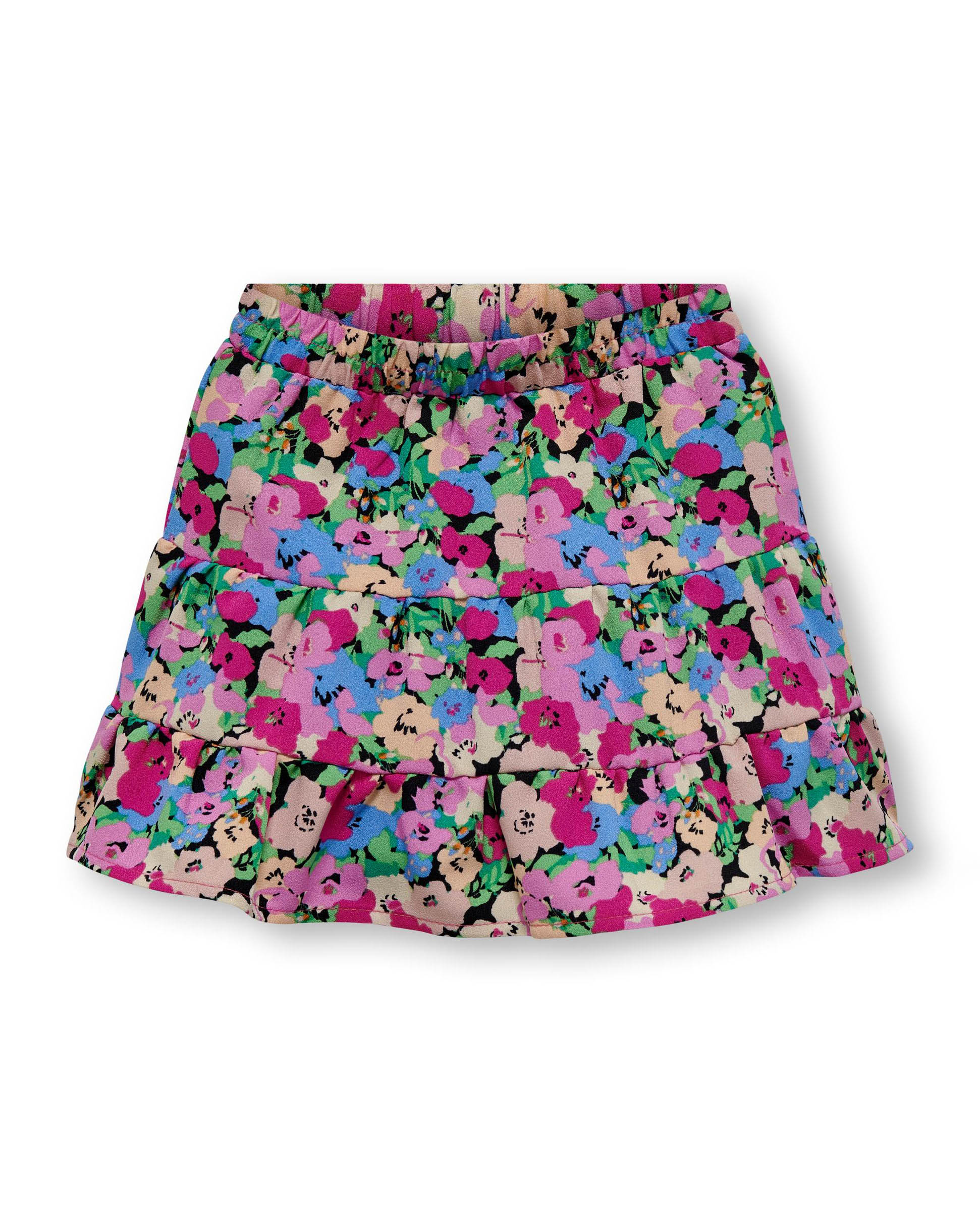 Gonna a balze multicolor in jersey a fantasia floreale dalla linea svasata 2-7 anni