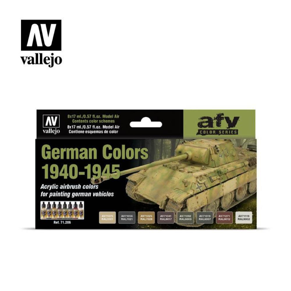 Vallejo 070180 Farbset Deutsche Tarnung WWII - 8x17ml Acrylfarben Für Modellbau