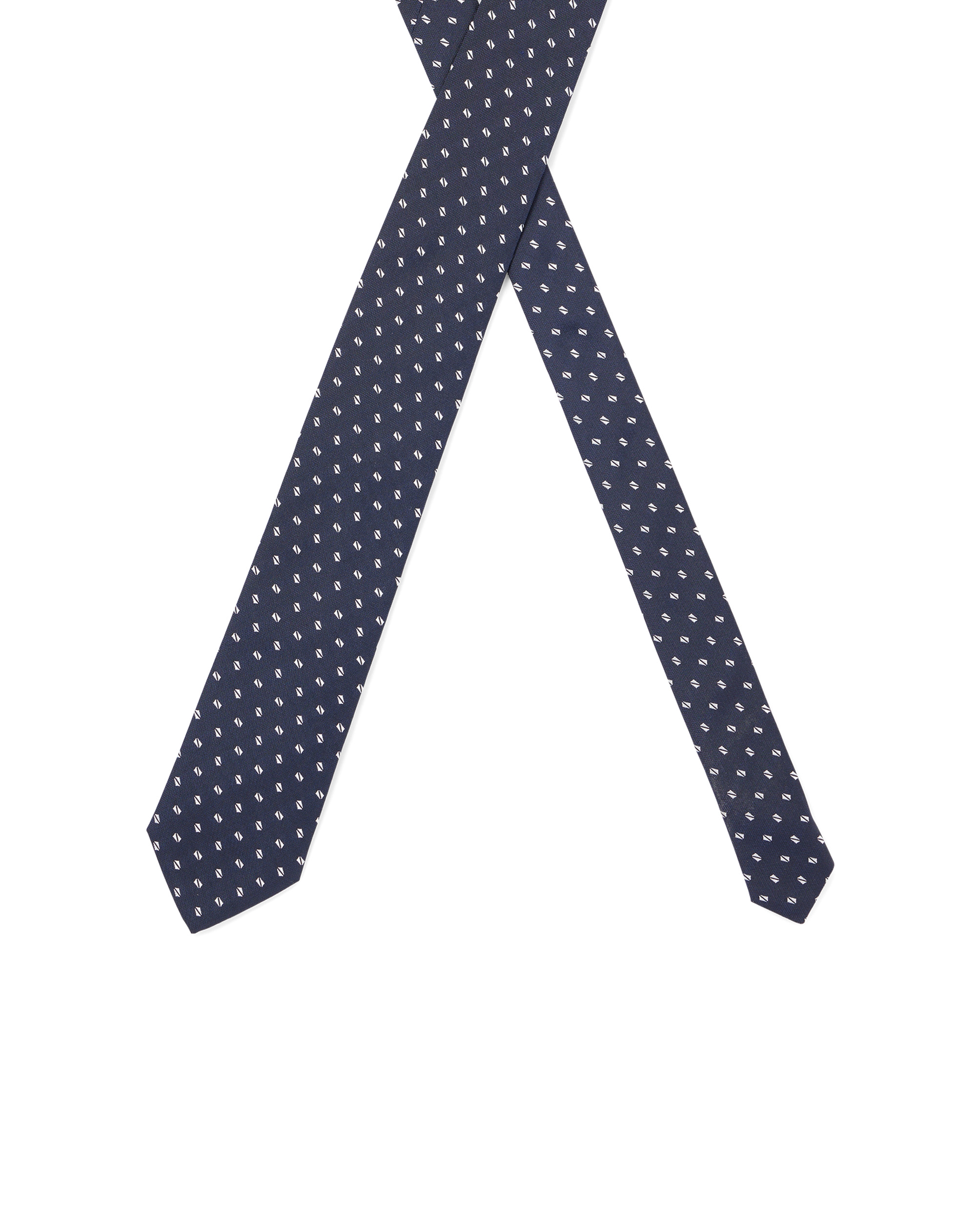 Cravatta blu con micro fantasia bianca in seta image