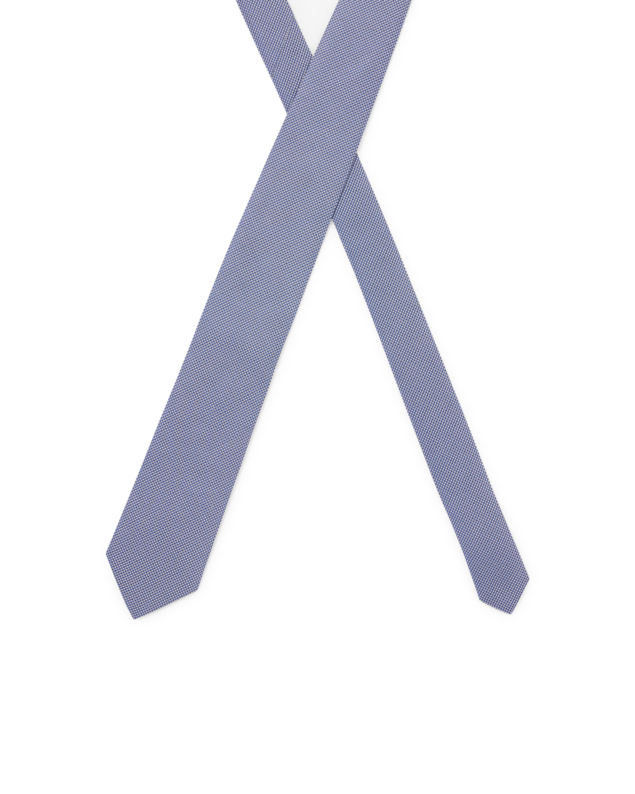 Cravatta blu indaco micro fantasia armaturata in seta image