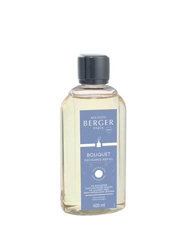 Ricarica di Profumo per Diffusore a Bastoncini  Bouquet Collection Anti Odore Diffusore di Fragranza a Bastoncini Anti Odore Sala Lavanderia Fleuri & Poudrè 400 ml. Maison Berger