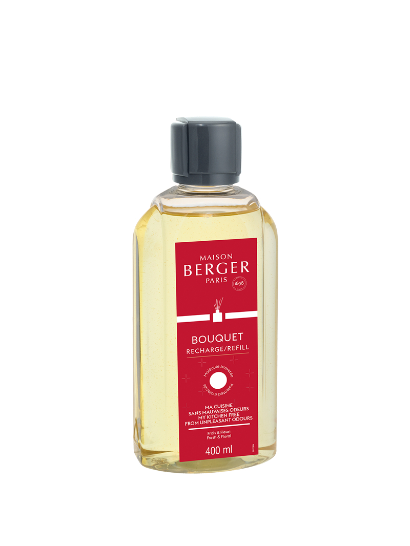 Ricarica di Profumo per Diffusore a Bastoncini  Bouquet Collection Anti Odore Cuisine Frais & Fleuri 400 ml. Maison Berger