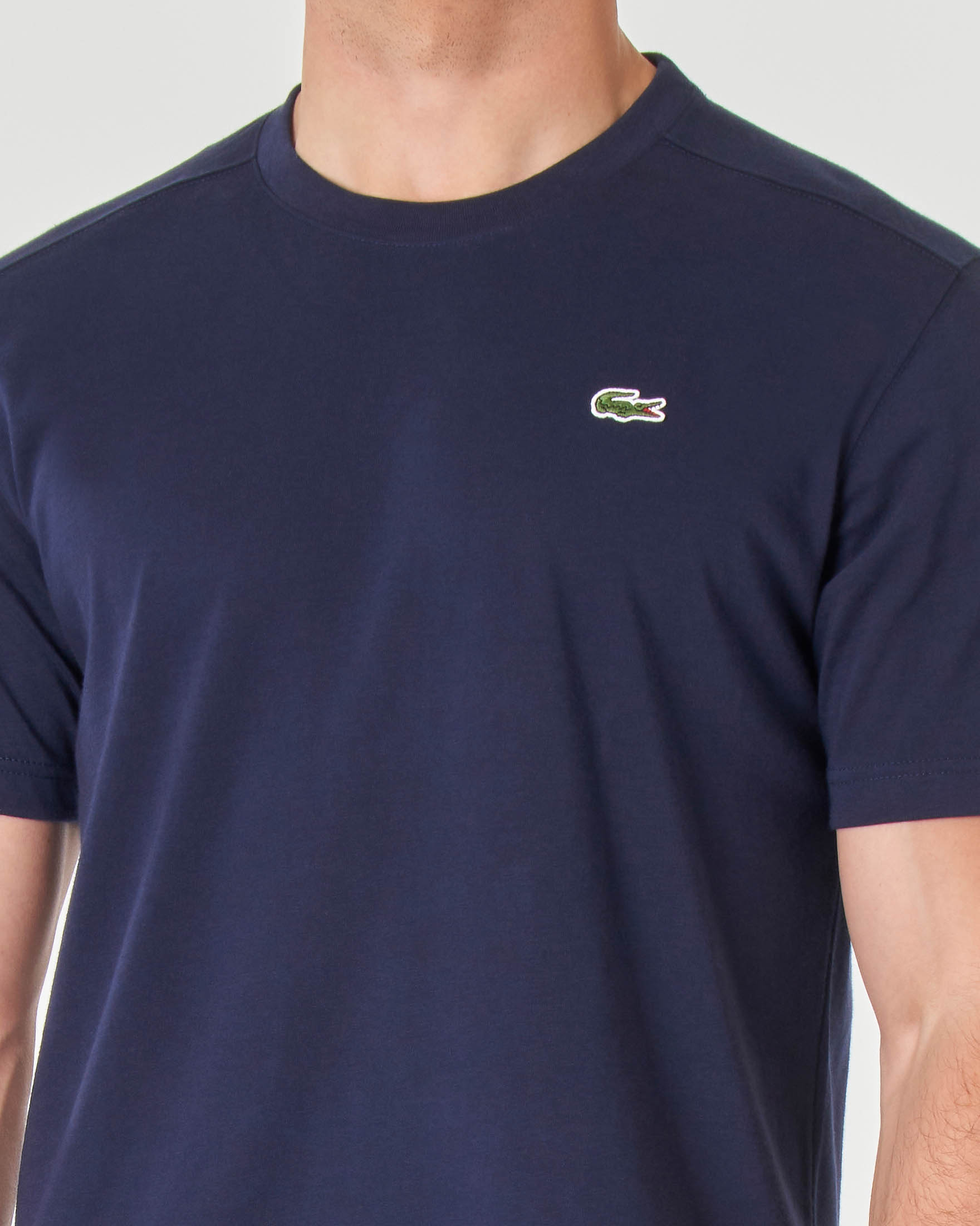 T-shirt Lacoste blu mezza manica con logo coccodrillo ricamato image