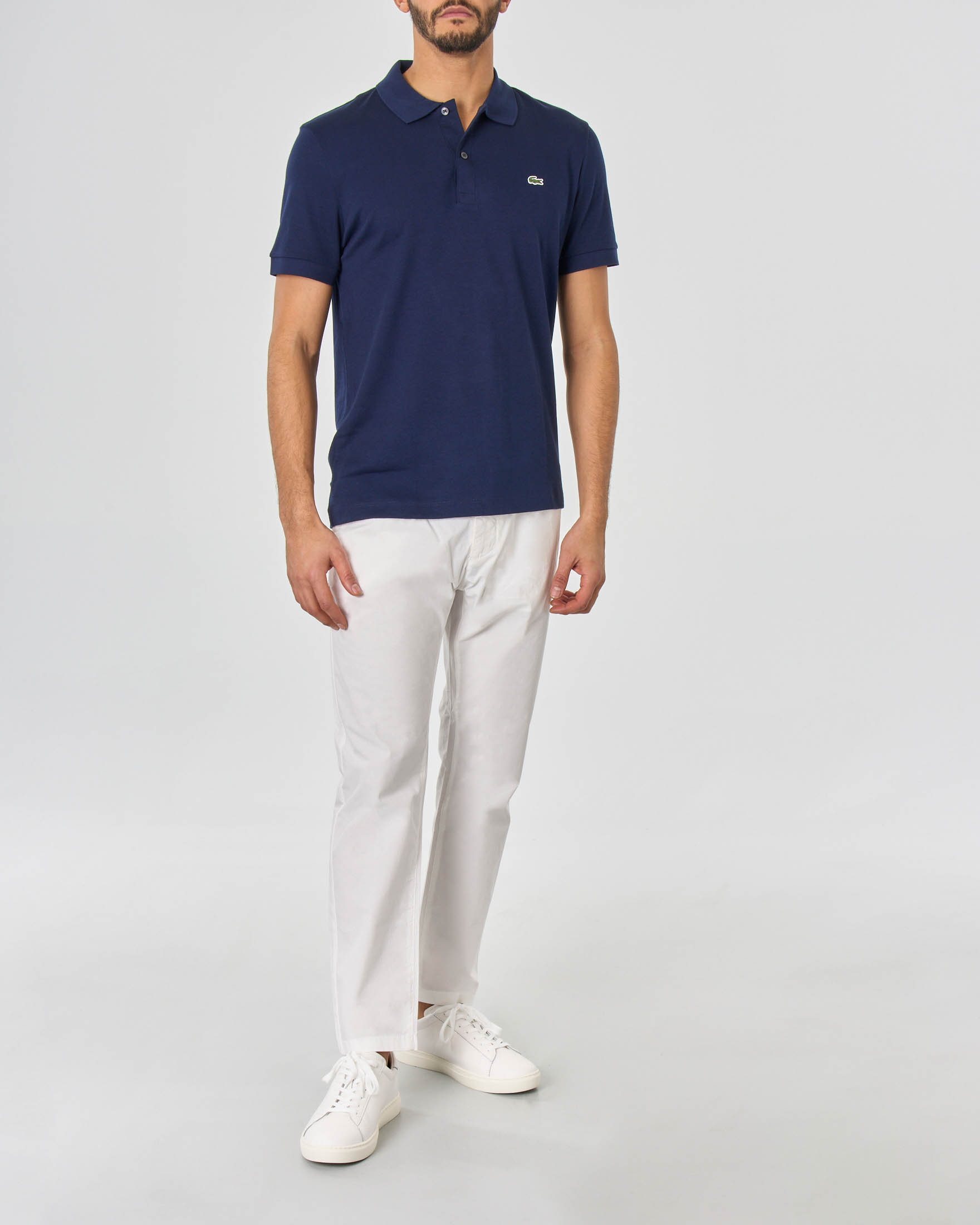 Polo Lacoste blu in jersey leggero