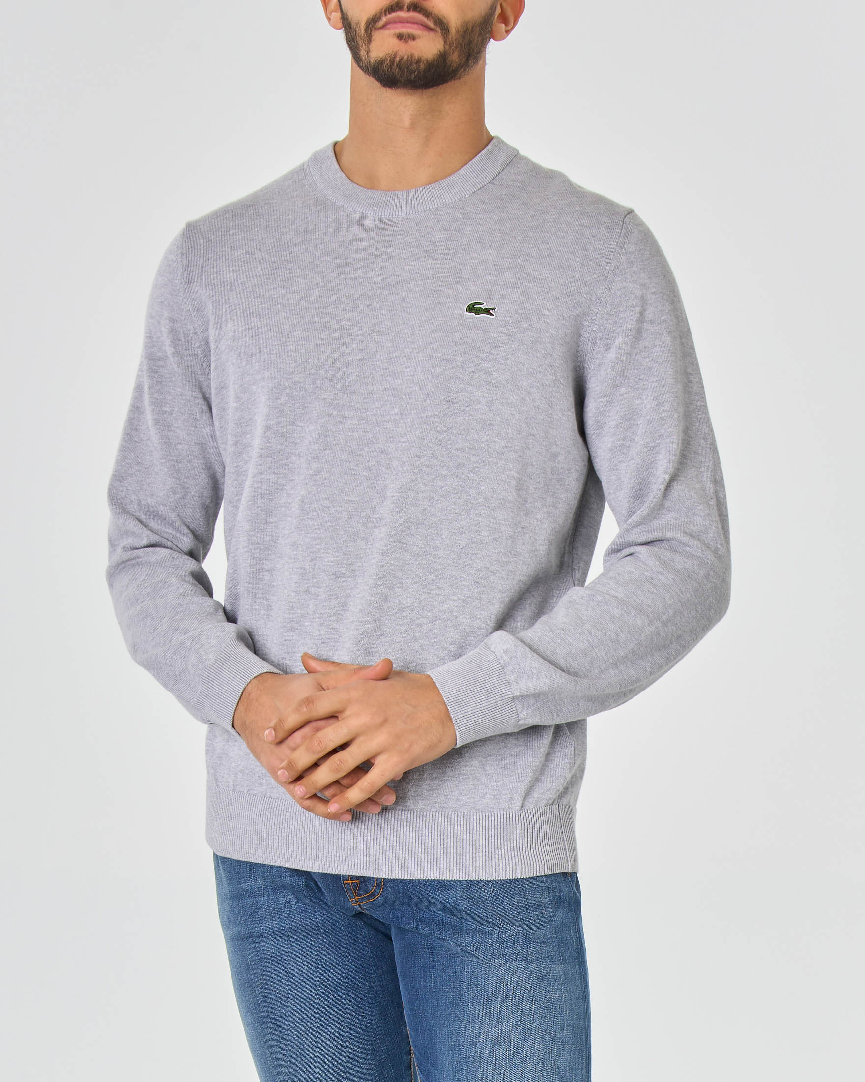 Maglia grigia girocollo in puro cotone