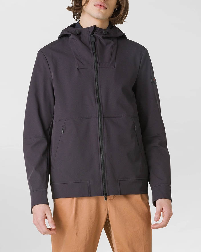 Giubbino Lembata blu in tessuto tecnico stretch con cappuccio