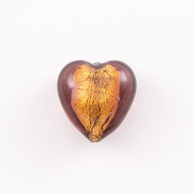 Perla Di Murano A Cuore Con Murrine Colore Ametista Trasparente, 20 Mm Con Foro Passante - Foto 5