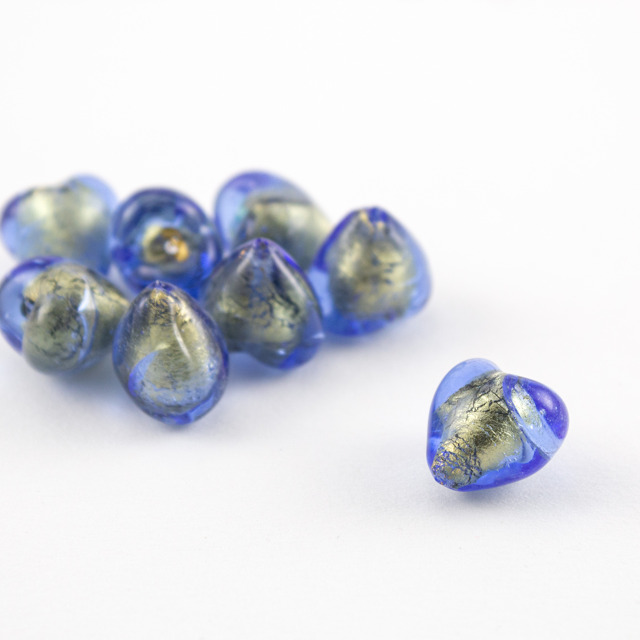 12 Perle Vetro - Tondo Pastiglia - 25x10 Mm - Colori Misti Con Foglia Argento Spezzata - Lotto - KMCP - Italia - Foto 7