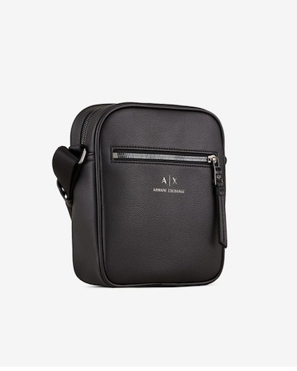 Borsa reporter Armani Exchange nera in similpelle martellata