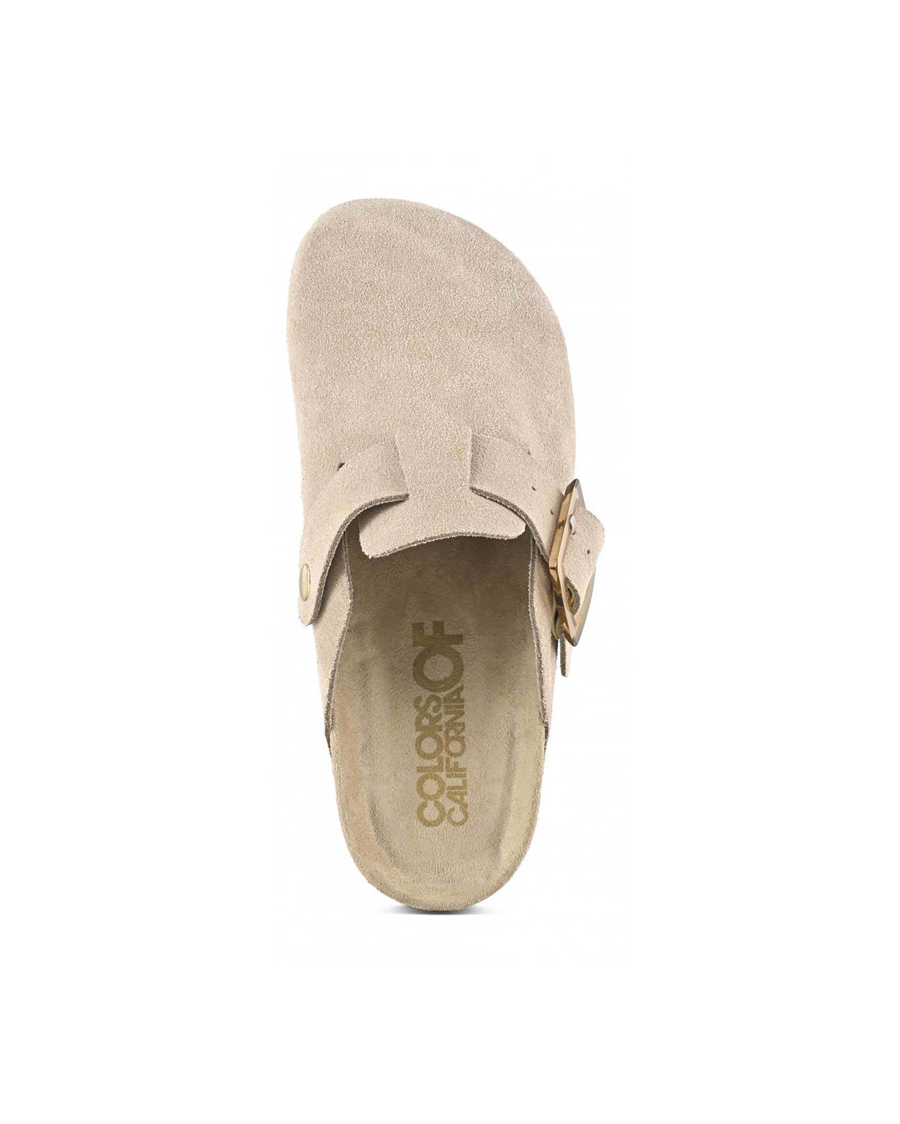 Sandali sabot color sabbia in suede con fibbia laterale di chiusura tono su tono image