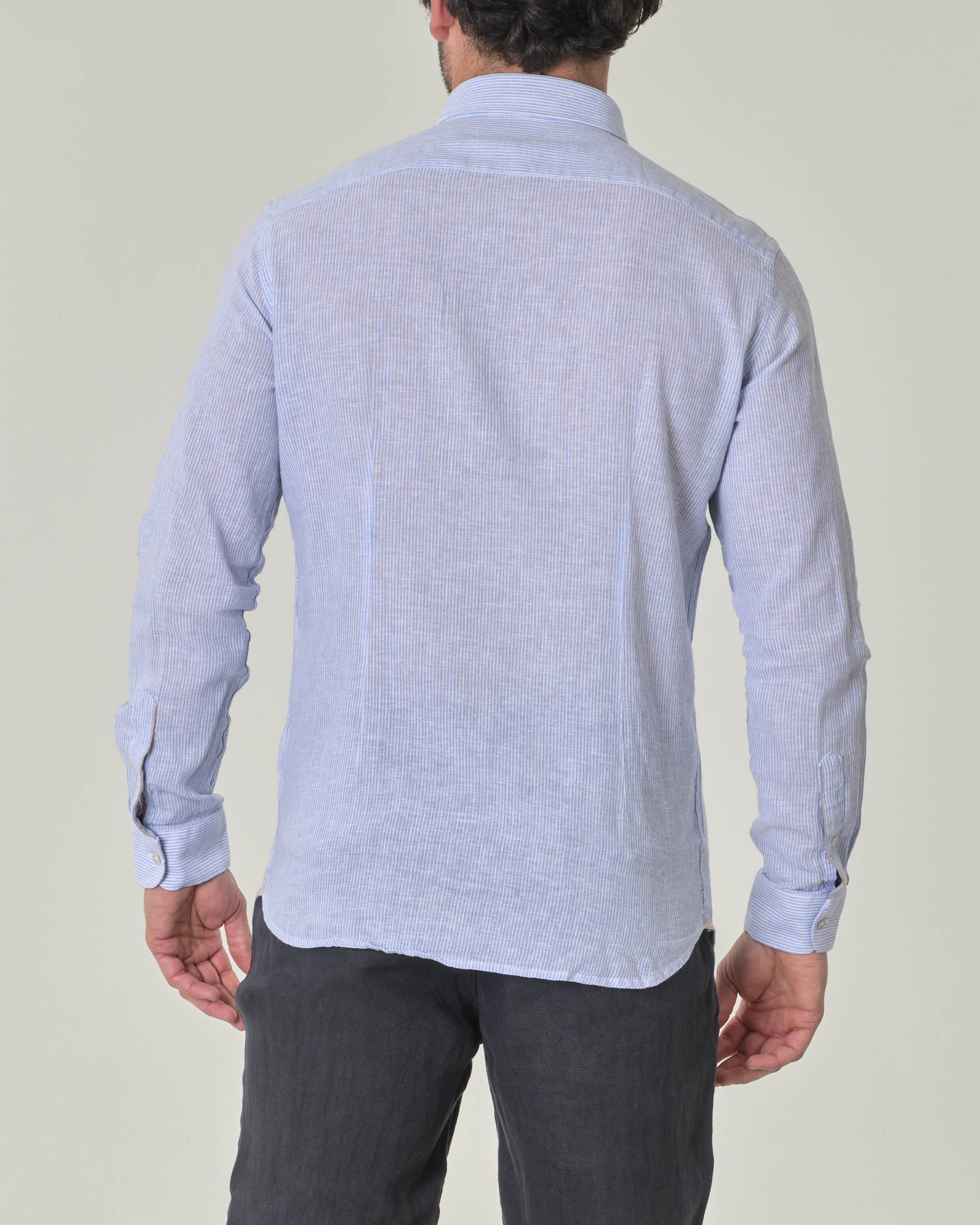 Camicia a righe azzurre sottili main image 1
