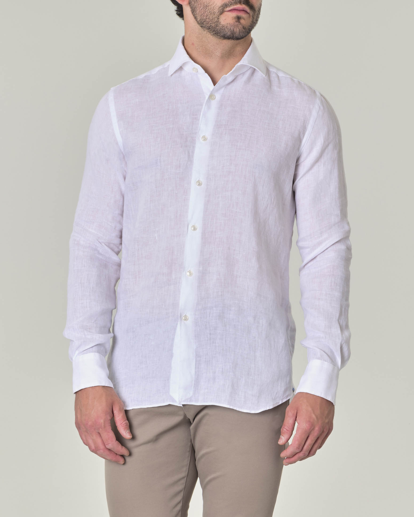 Camicia bianca sale di lino uomo