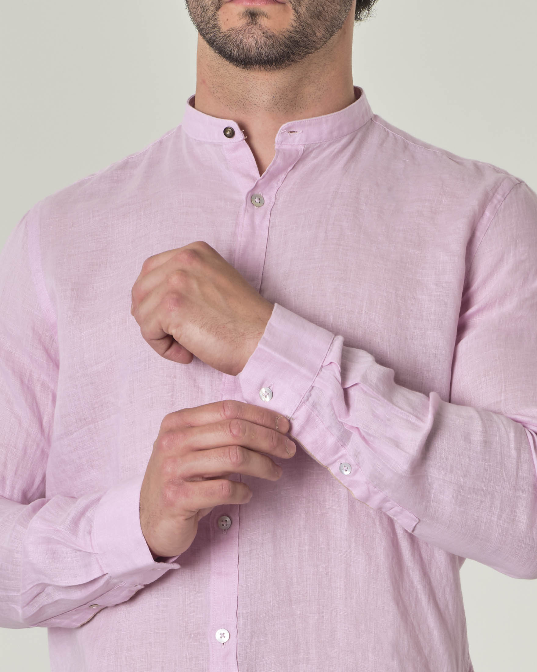 Camicia coreana rosa on sale uomo