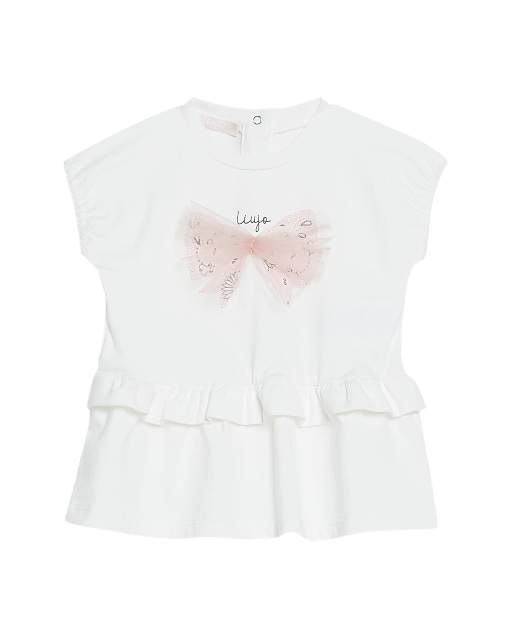Abito bianco in cotone stretch con fiocco rosa a motivo bandana 6-18 mesi