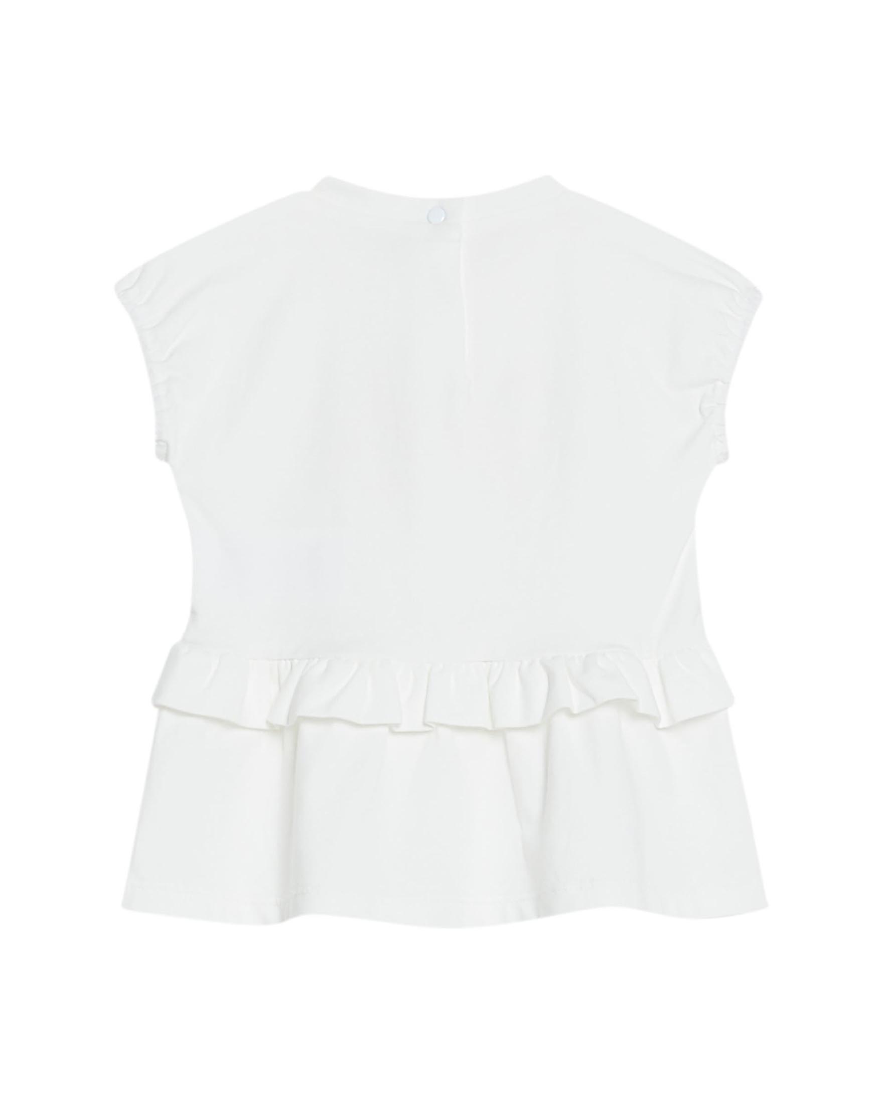 Abito bianco in cotone stretch con fiocco rosa a motivo bandana 6-18 mesi image