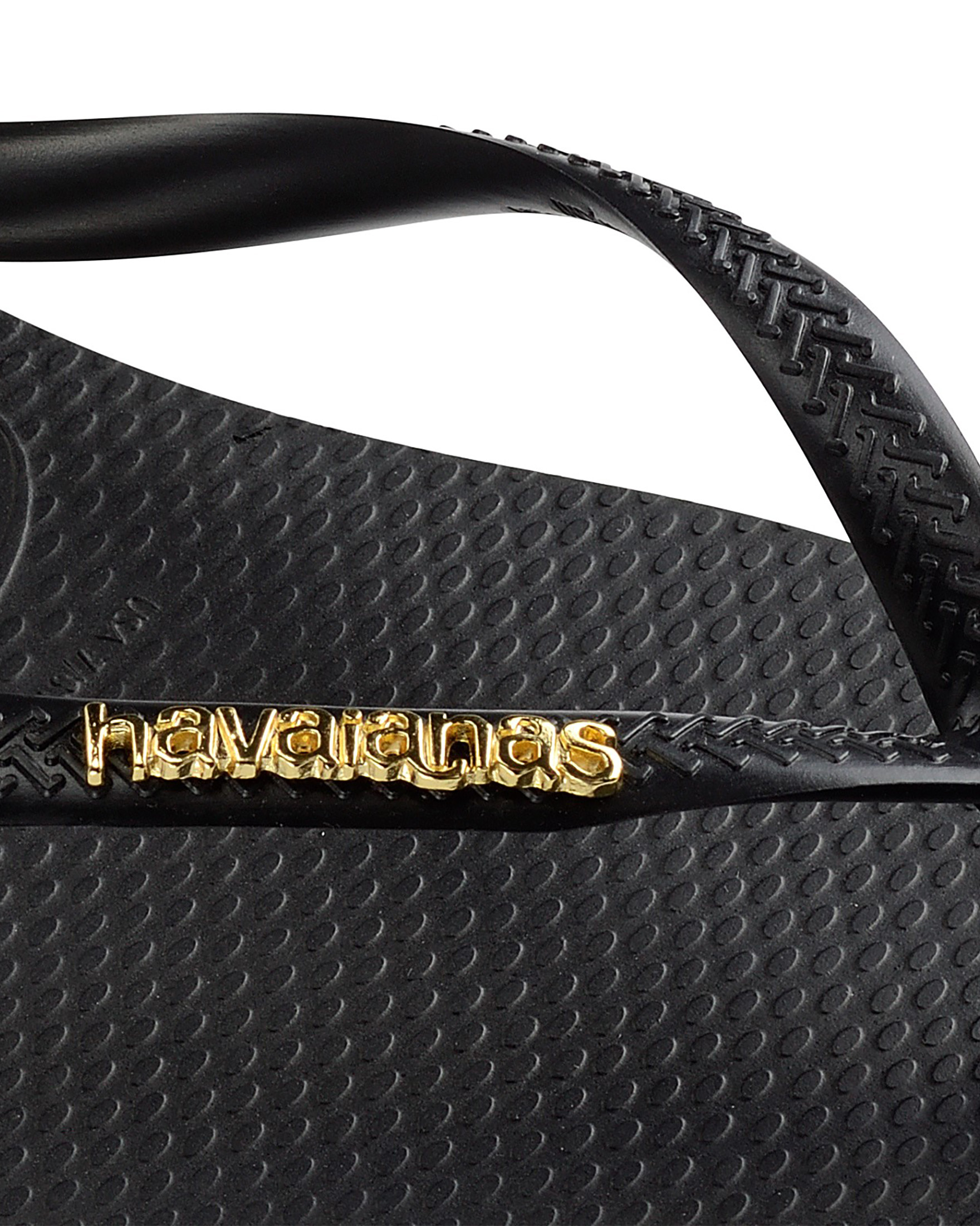 Havaianas Slim Logo Metal nere con fascette tono su tono con logo in rilievo color oro effetto metallizzato image