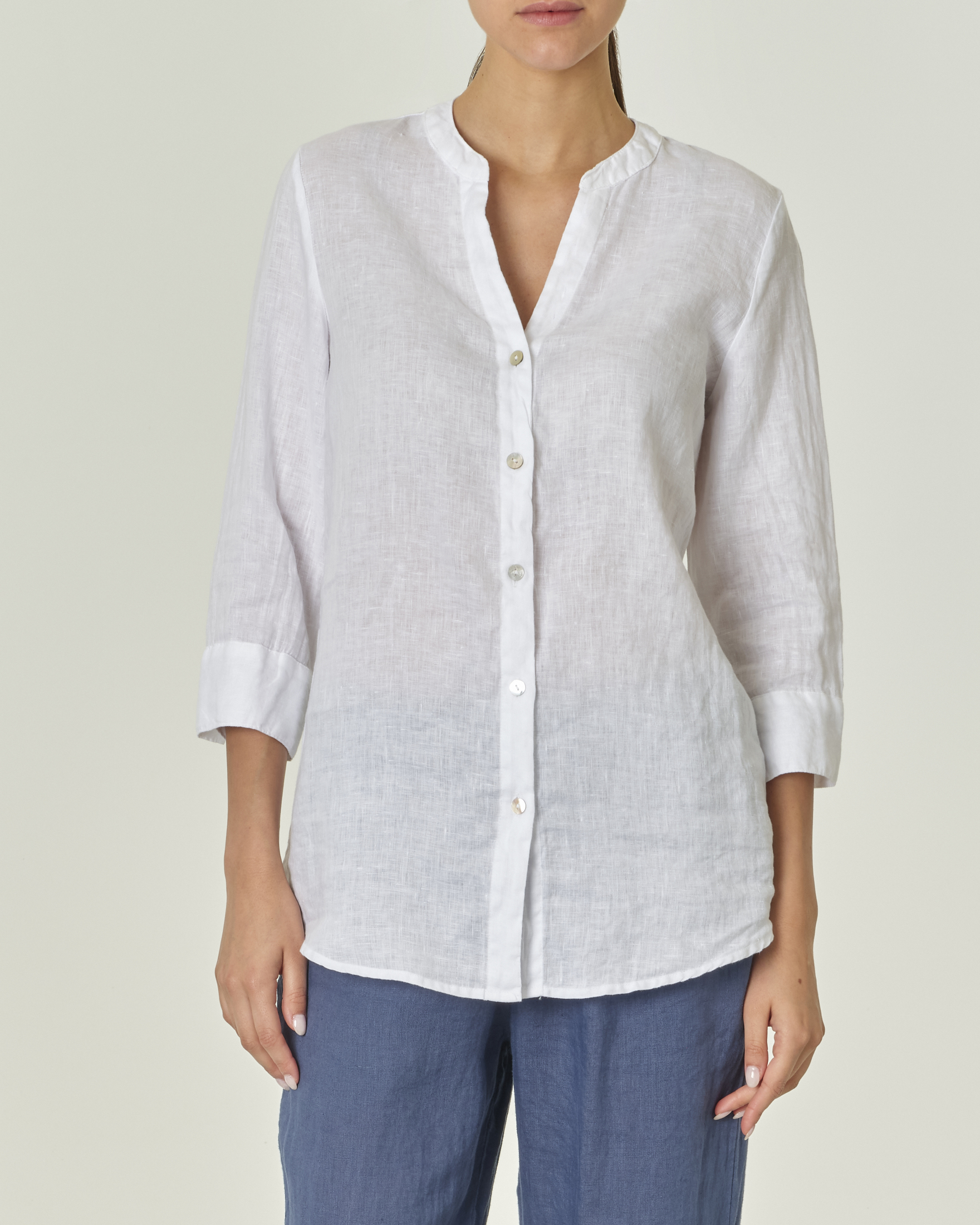 Camicia bianca di lino donna sale