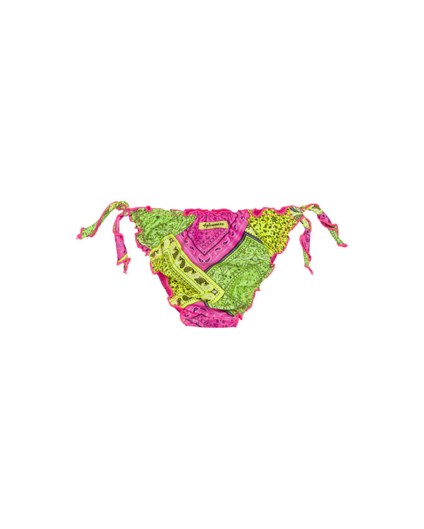 Slip bikini multicolore in fantasia bandana con profili ondulati  image