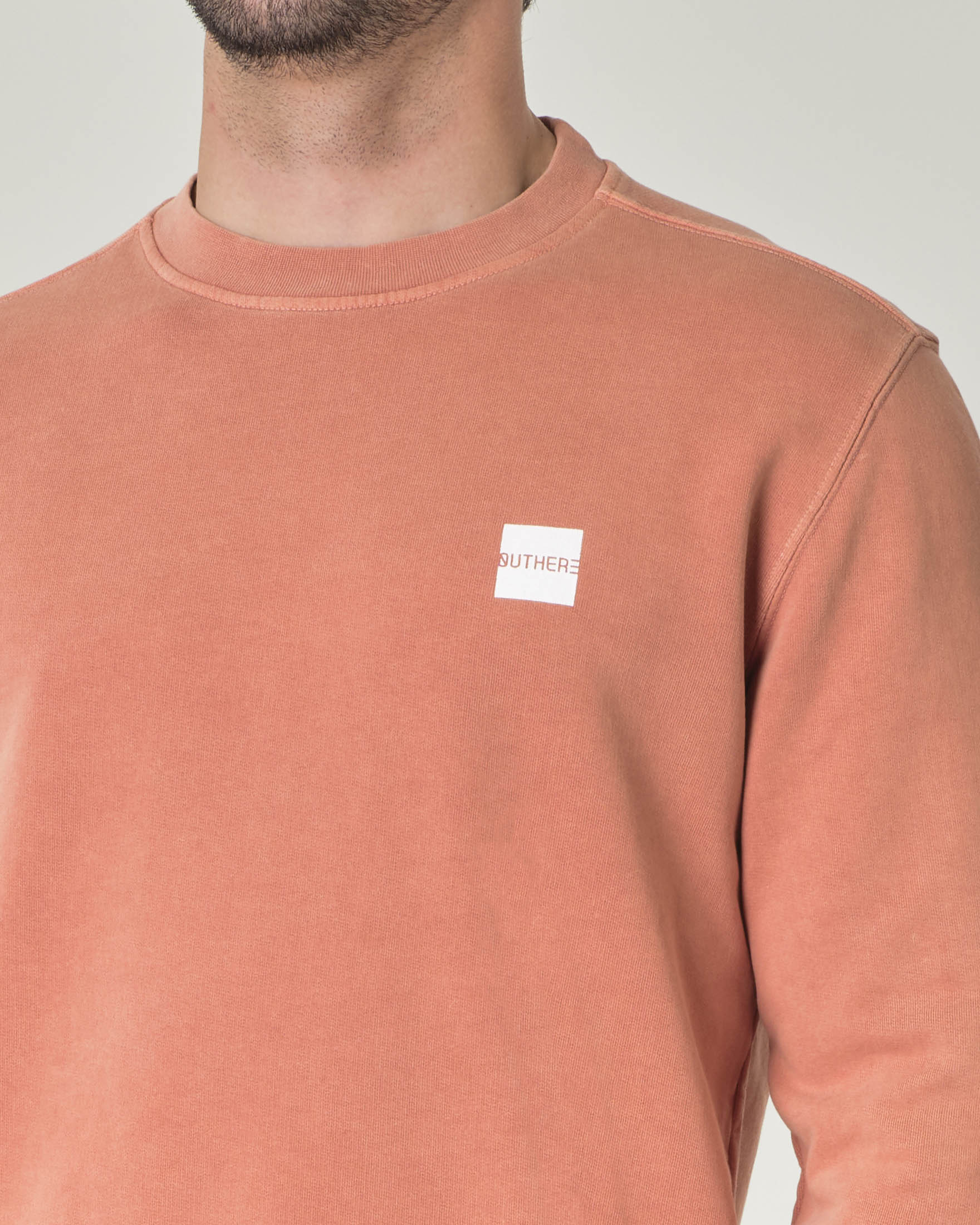 Felpa arancione girocollo in puro cotone image