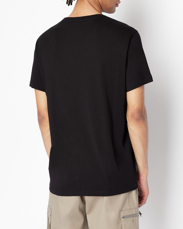 T-shirt nera a mezza manica tinta unita con logo piccolo stampato sul petto