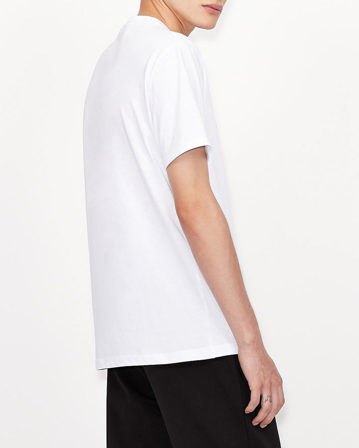 T-shirt bianca in cotone con logo rete AX image