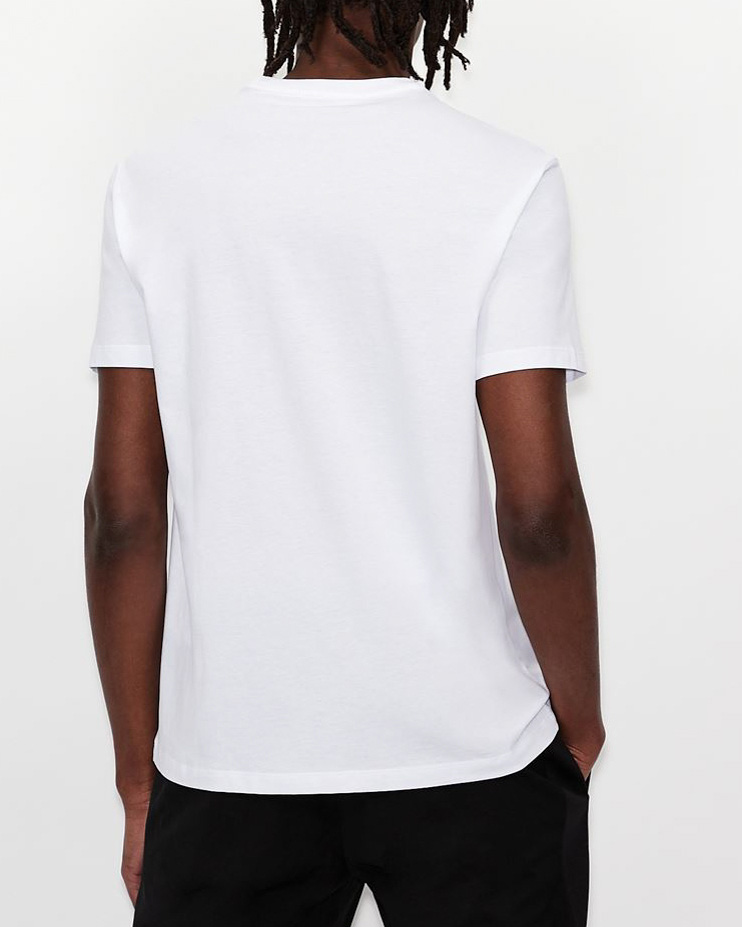 T-shirt bianca a mezza manica tinta unita con logo piccolo stampato sul petto