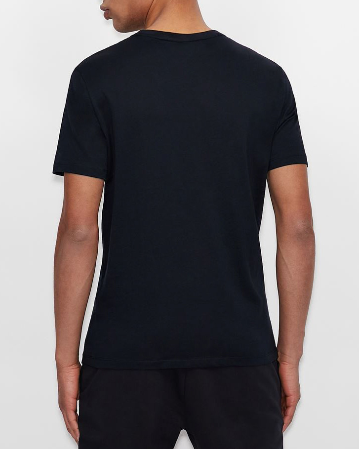 T-shirt blu a mezza manica tinta unita con logo piccolo stampato sul petto
