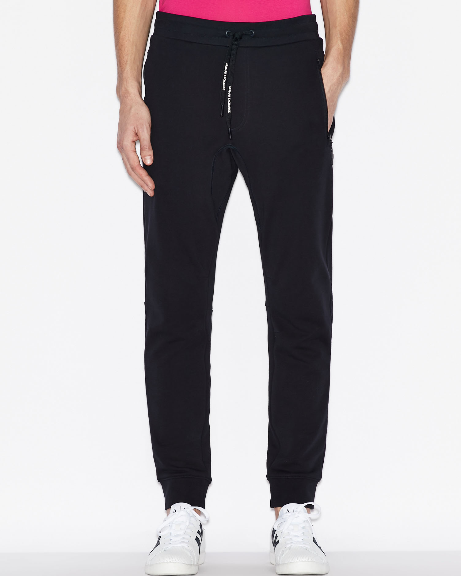 Pantalone blu in felpa con tasche con cerniera