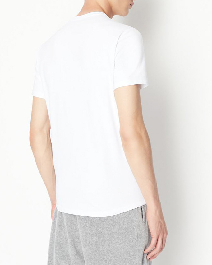 T-shirt bianca a mezza manica tinta unita con logo piccolo ricamato sul petto