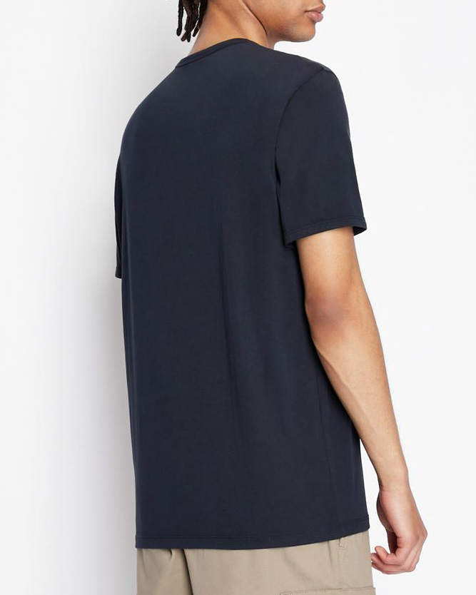 T-shirt blu in cotone con logo rete AX image