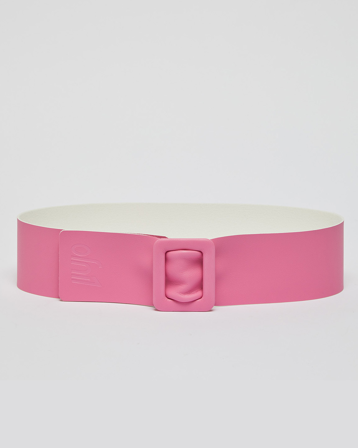 Fusciacca rosa in similpelle con fibbia tono su tono S-L