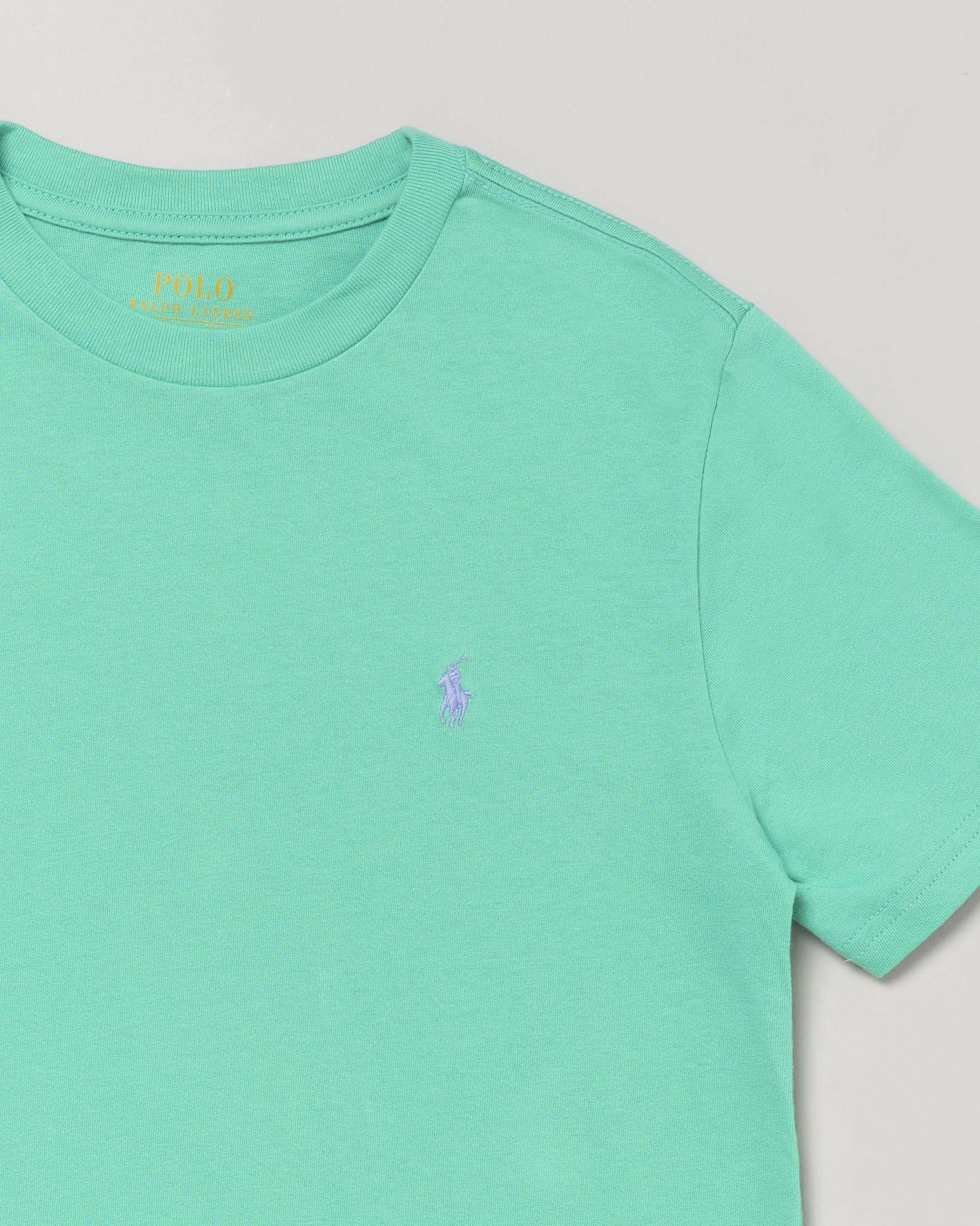 T-shirt verde acqua a mezza manica in cotone con logo pony lilla  image