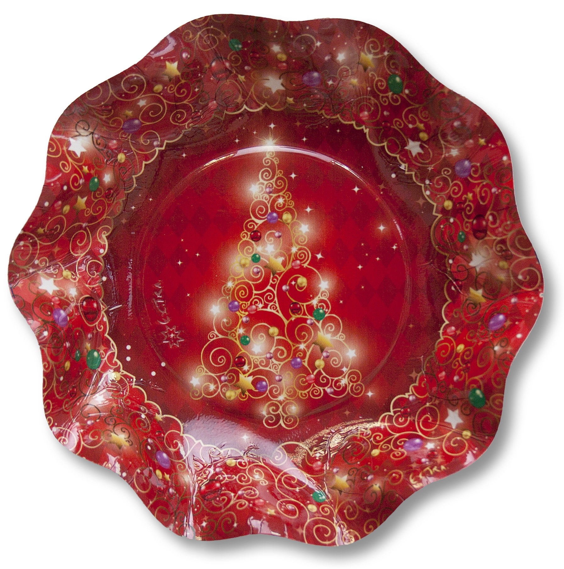 10 PIATTI SCODELLE PETALO Ø 24 XMAS LIGHT RED