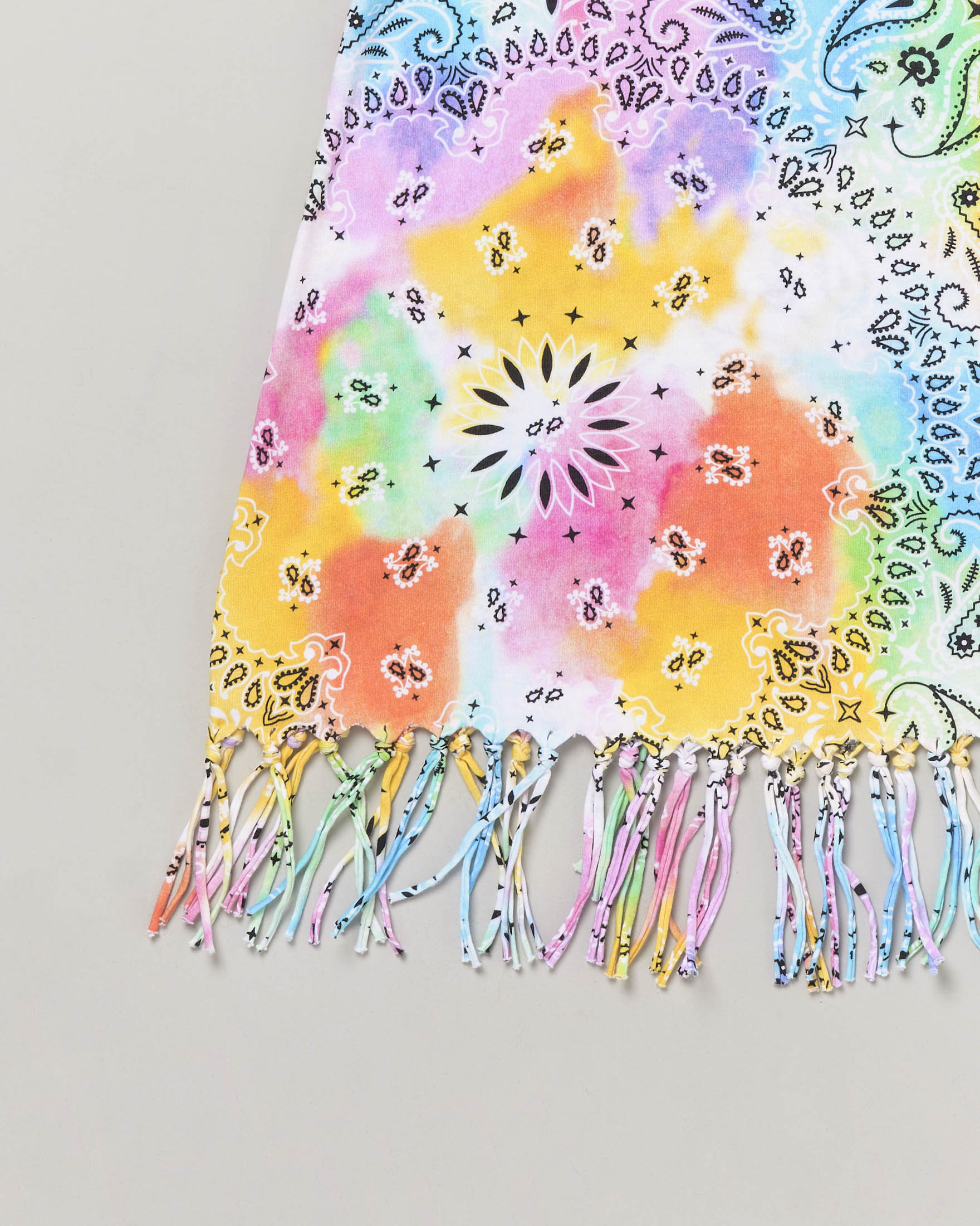 Copricostume in cotone Abbey con stampa bandana multicolor nei tono pastello con frange  image