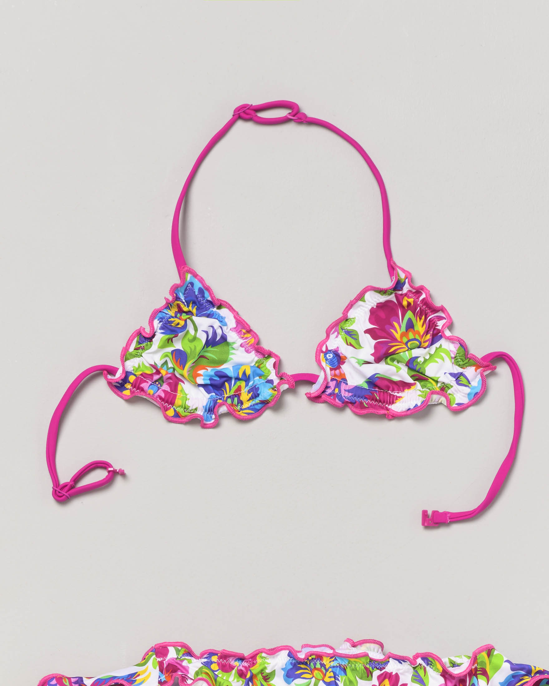 Bikini mare modello Cris a triangolo con stampa fiori e animali multicolor  image
