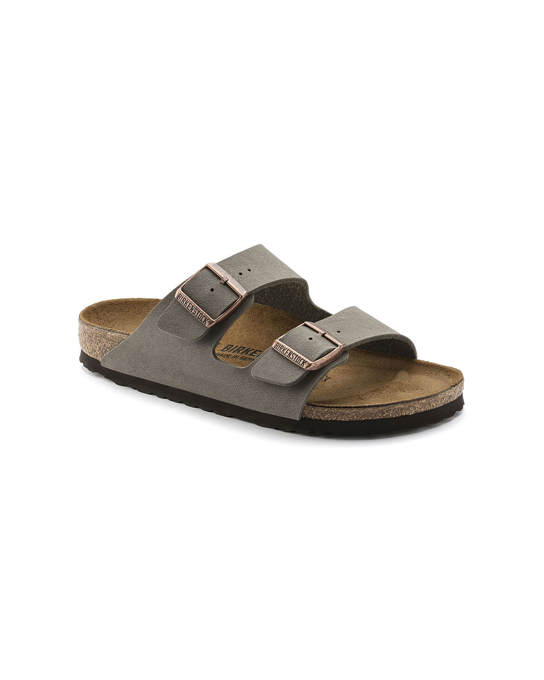 Sandalo Arizona in Birko-flor nabuck grigio con doppia fascetta