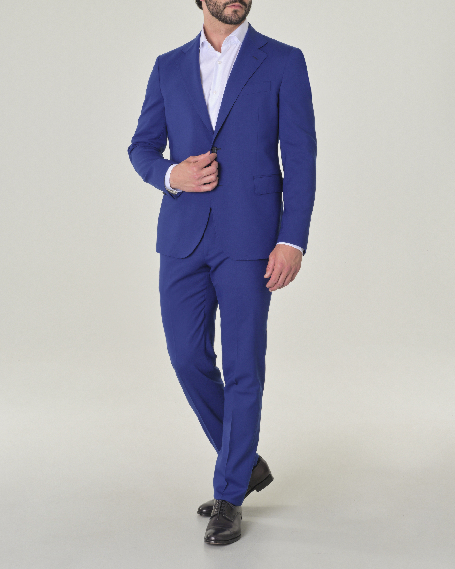 Blu Royal Vestito Blu Gessato Uomo Abito Blu Royal In Tela Di Lana