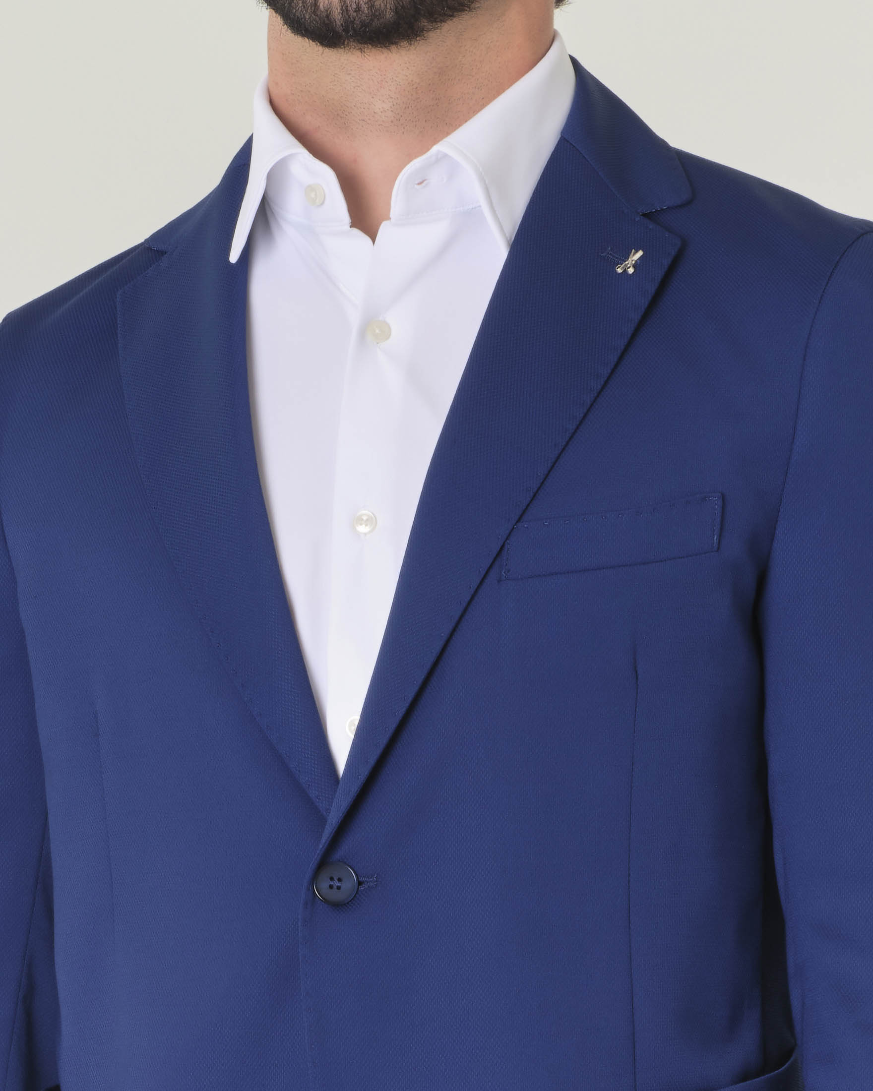 Blazer blu royal in jersey di viscosa stretch micro armatura image