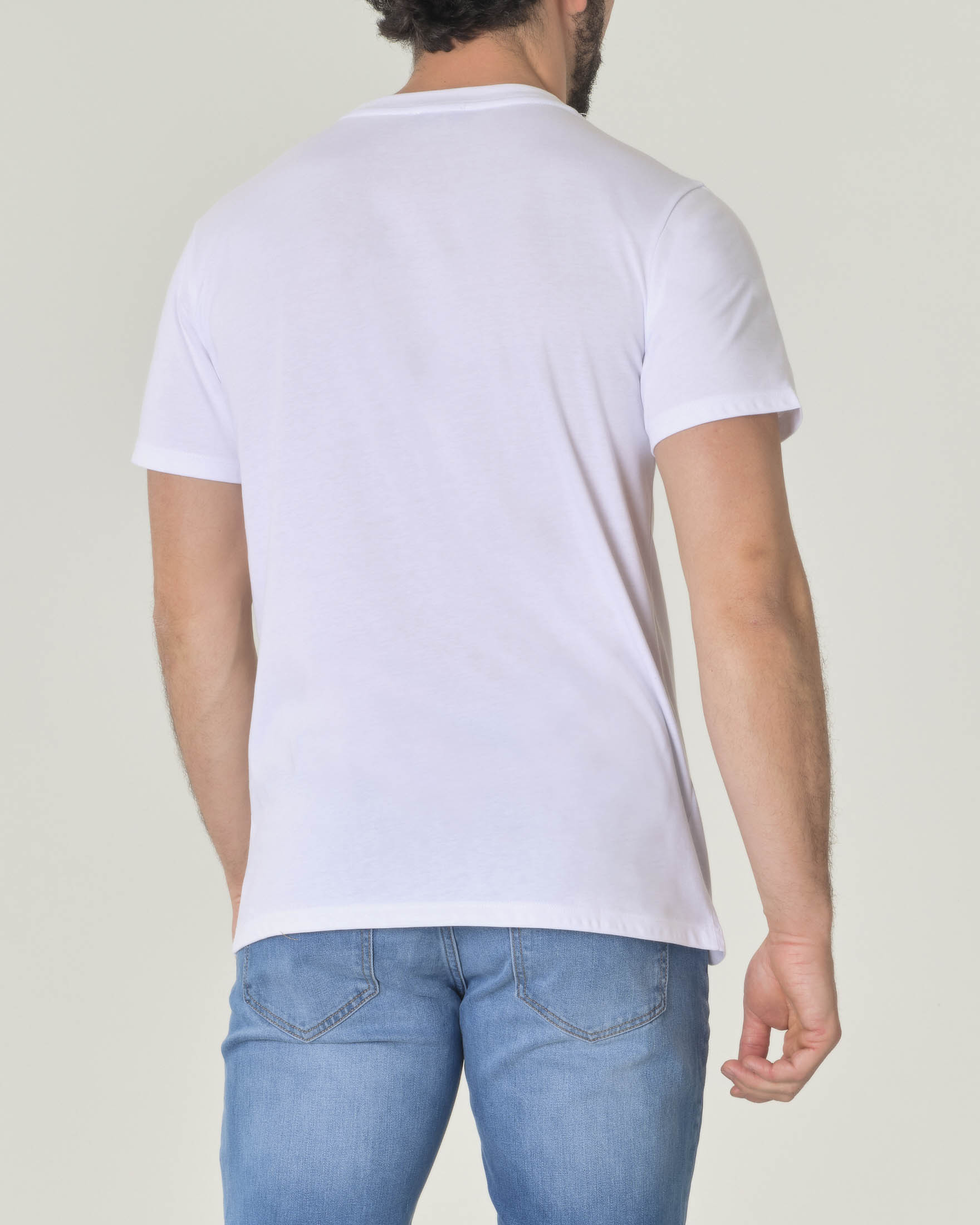 T-shirt bianca mezza manica in jersey di cotone con stampa cactus