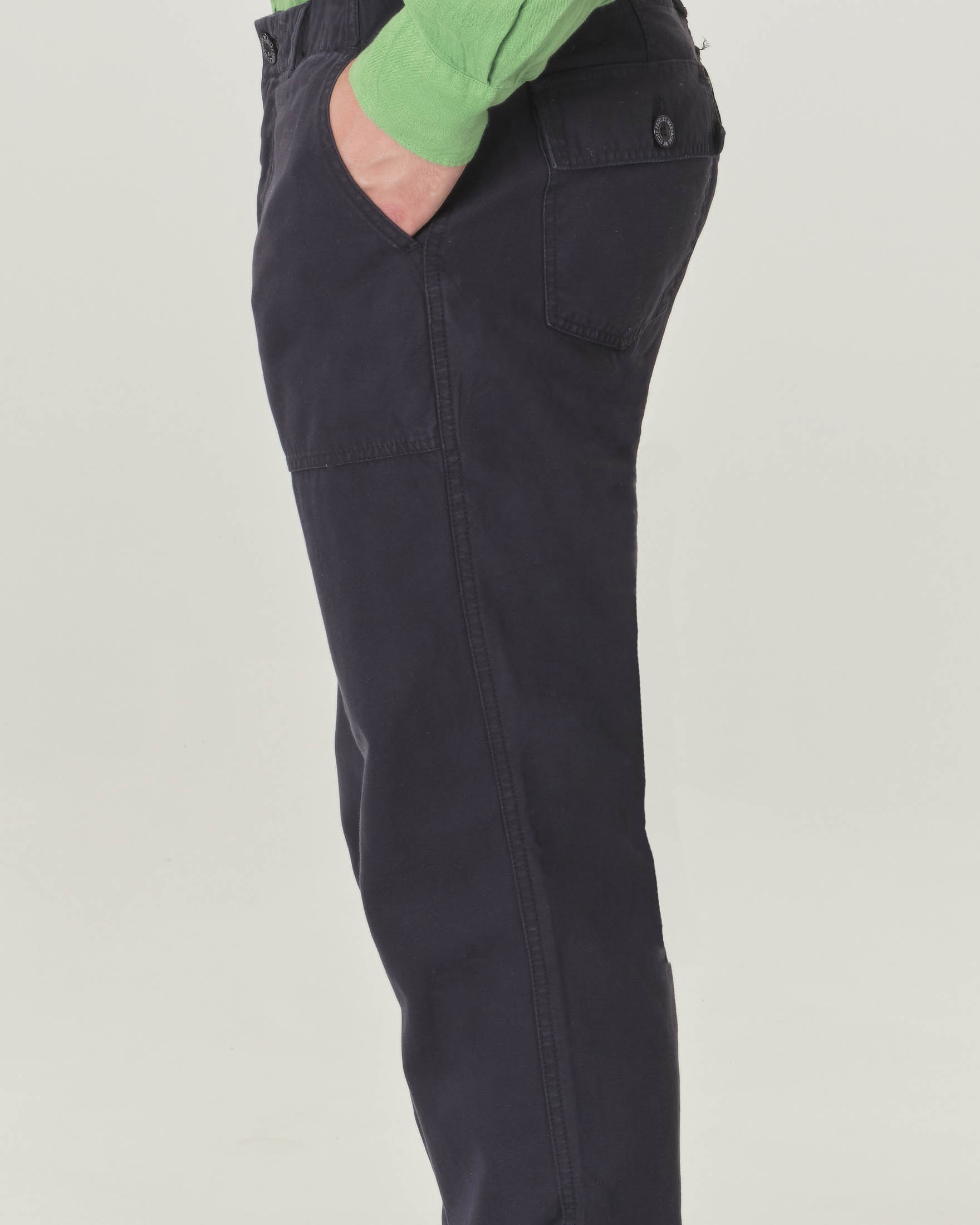 Pantalone fatigue blu in gabardina di cotone image