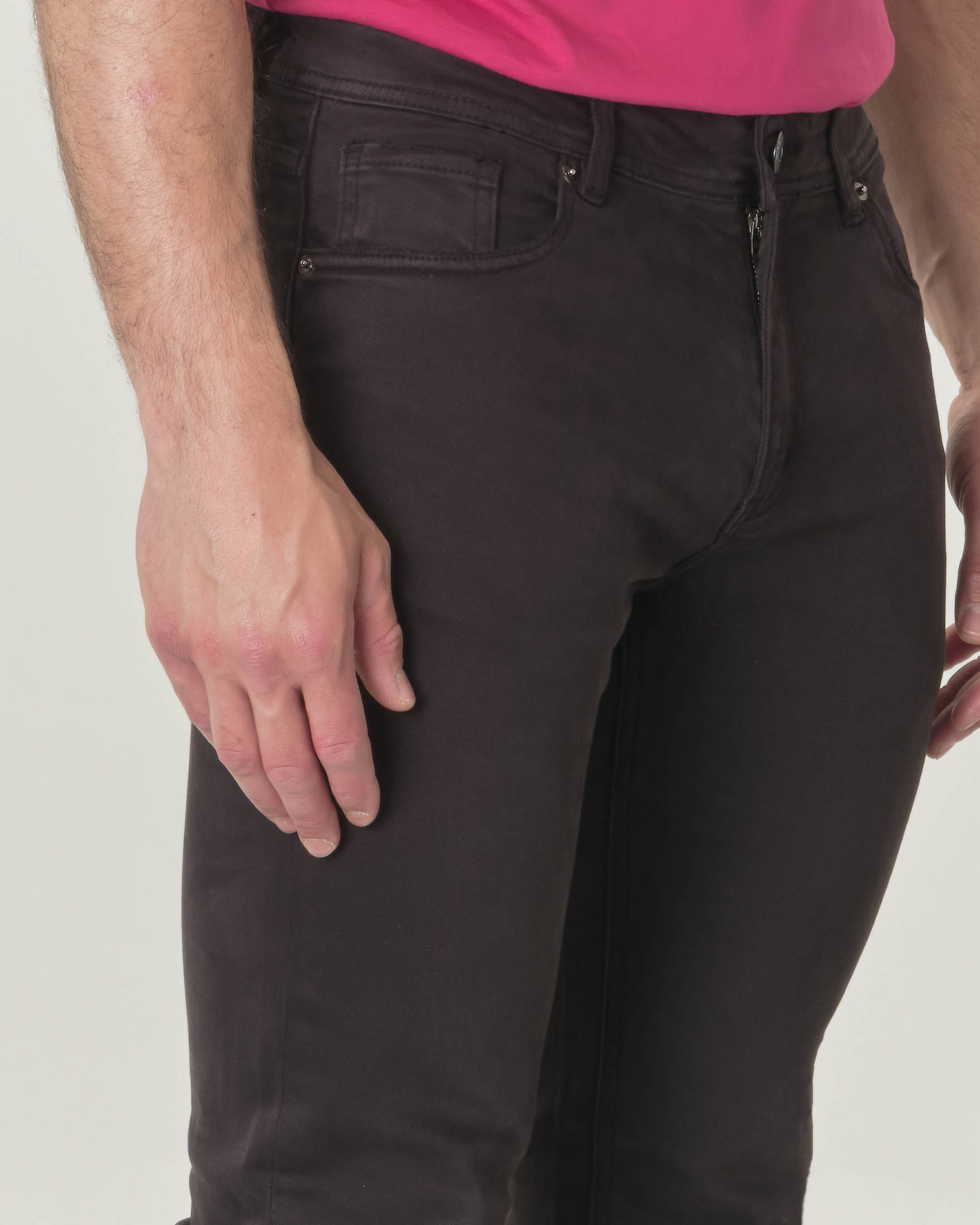 Pantalone cinque tasche nero in bull di cotone stretch image