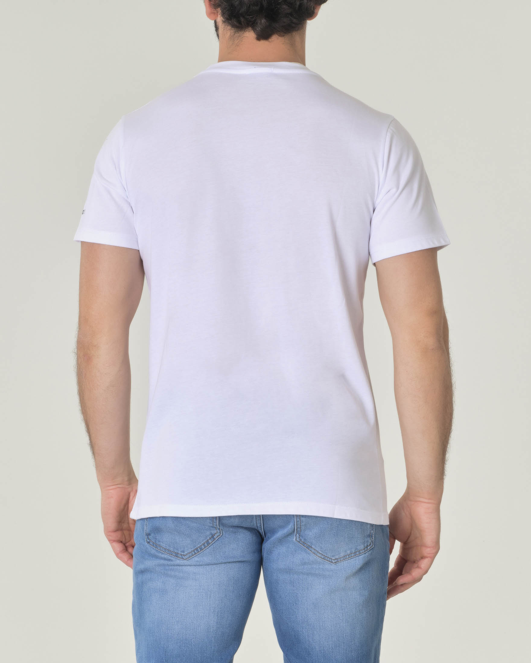 T-shirt bianca mezza manica in jersey di cotone con stampa Summer Sunrise