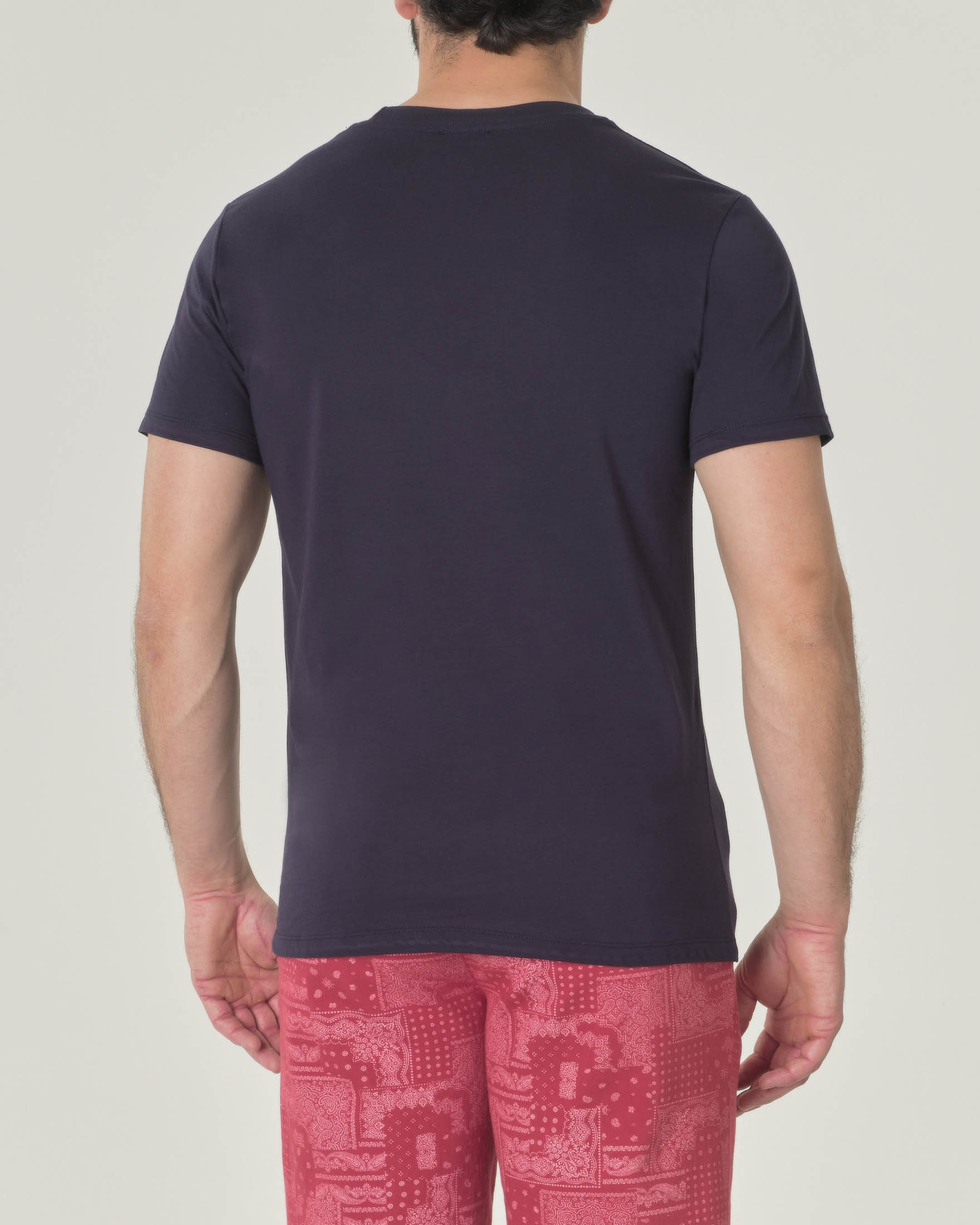 T-shirt blu mezza manica in jersey di cotone con stampa Summer Sunrise