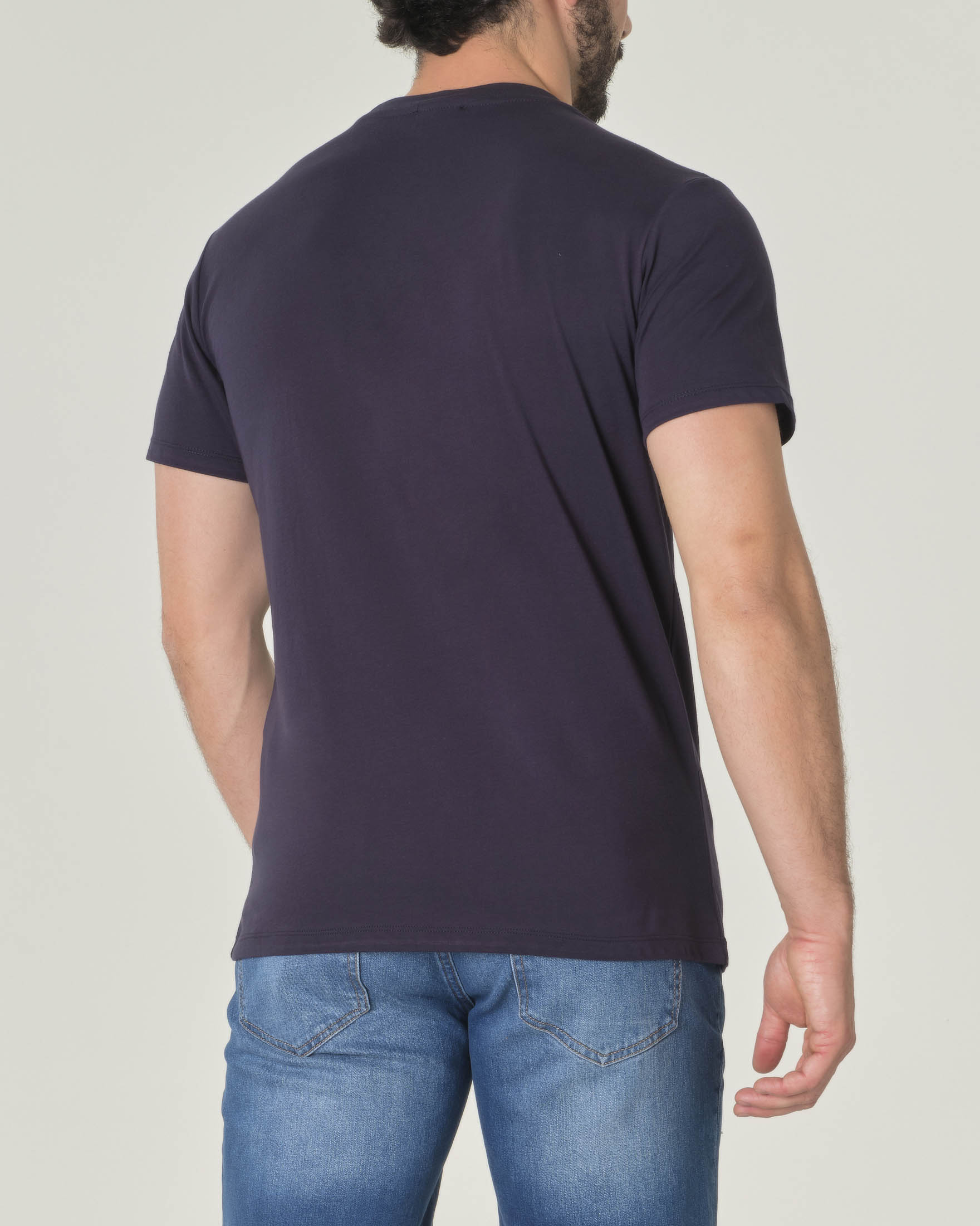 T-shirt blu mezza manica in jersey di cotone con stampa Keep the sea