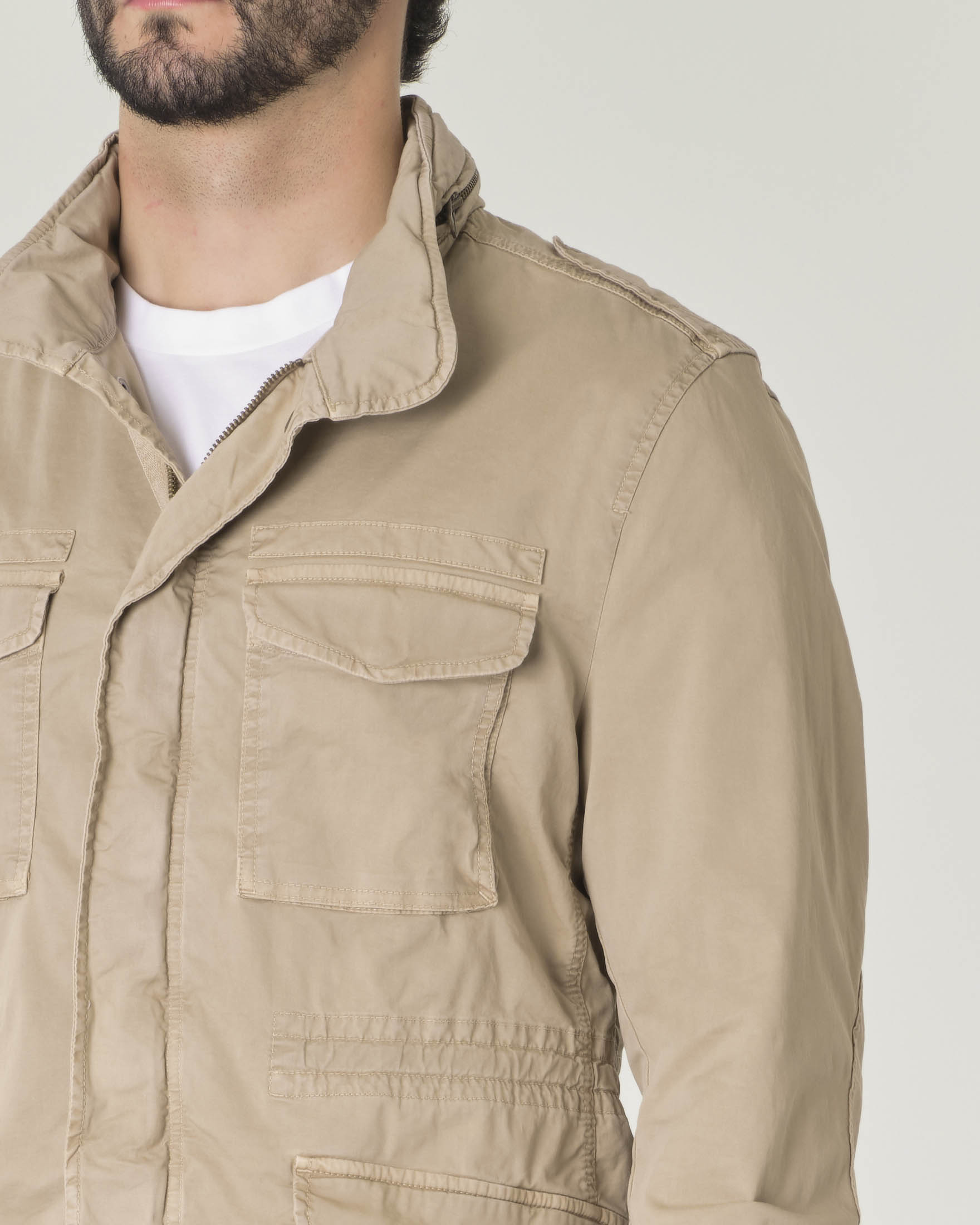 Field jacket beige in gabardina di cotone stretch image