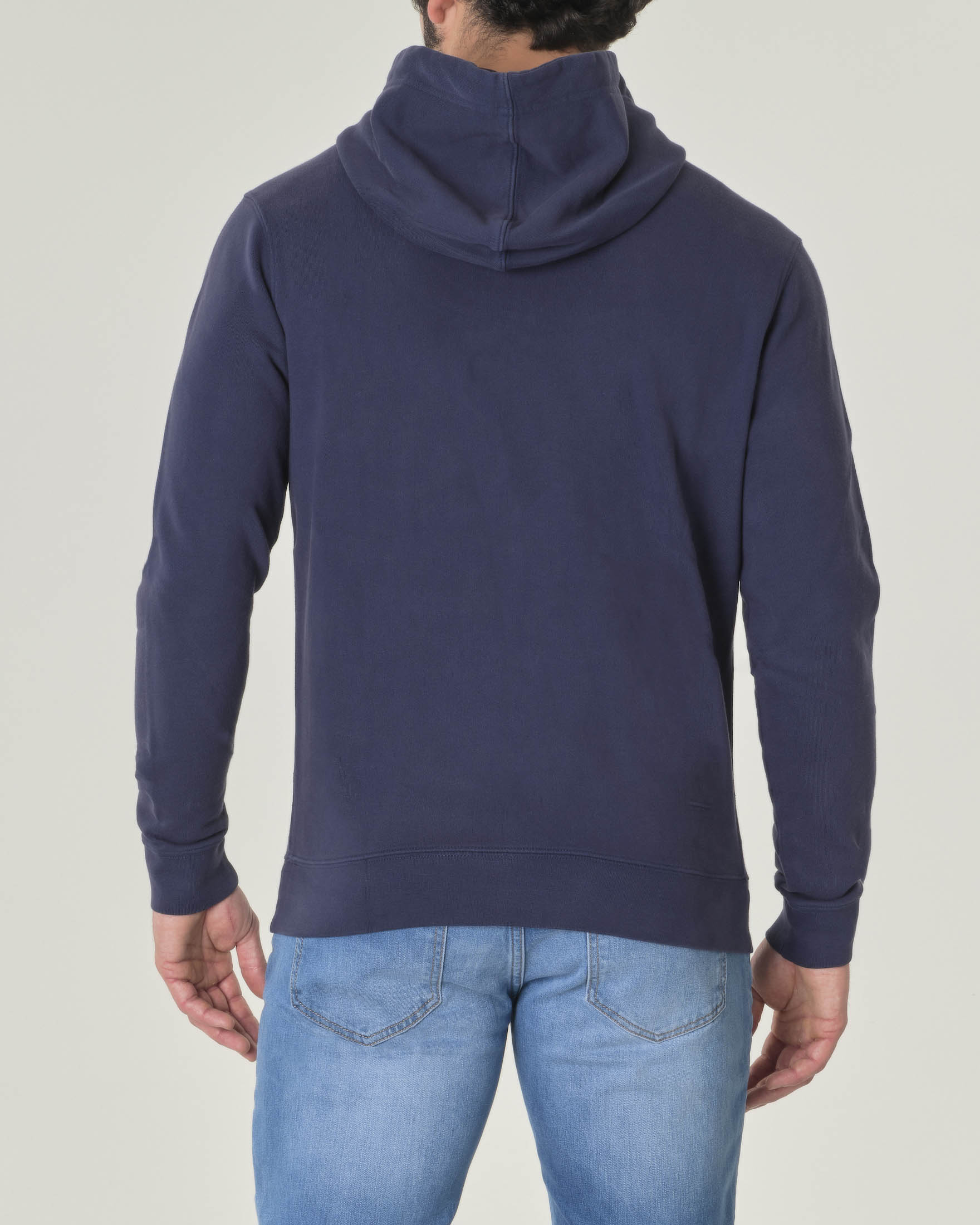 Felpa blu con cappuccio in pima cotton peruviano