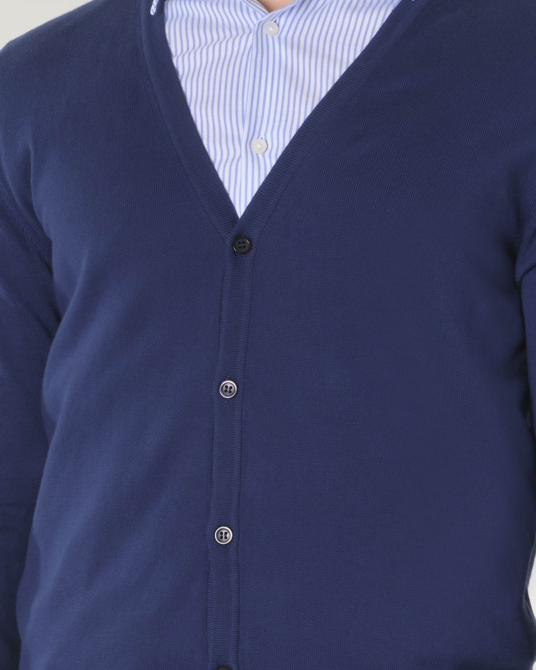 Cardigan blu indaco Pellizzari in puro cotone made in Italy image