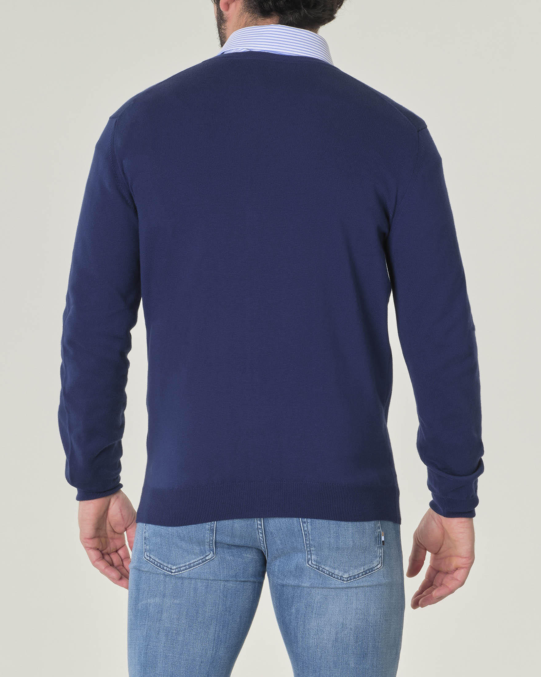 Cardigan blu indaco Pellizzari in puro cotone made in Italy