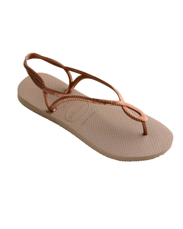 Havaianas Luna Sand color bronzo con fascette intrecciate con logo in rilievo tono su tono