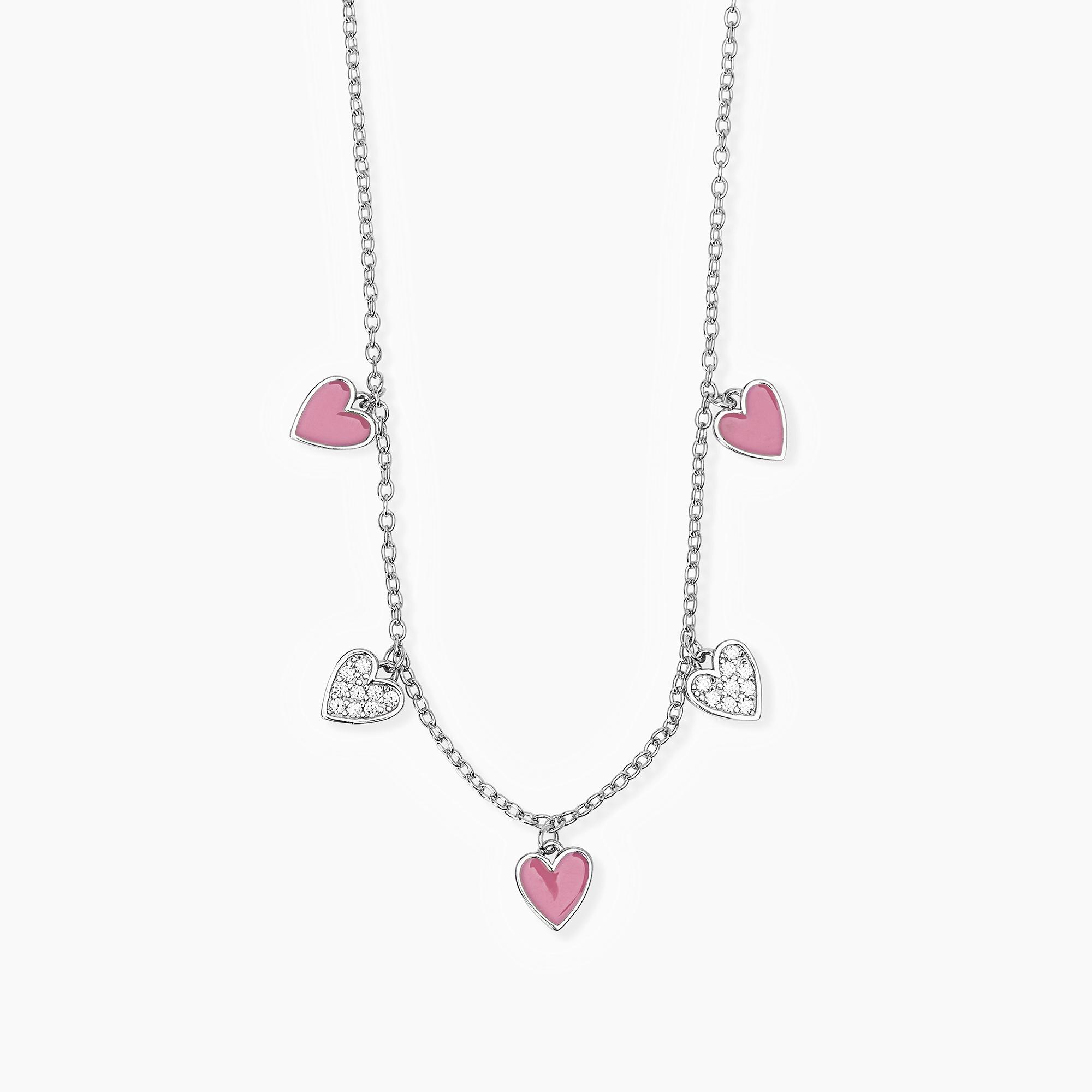 Girocollo In Argento Con Cuori Pendenti - Main view